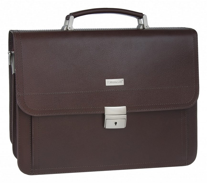 Портфель Franchesco Mariscotti 36*27*9 см, нат. кожа, коричневый