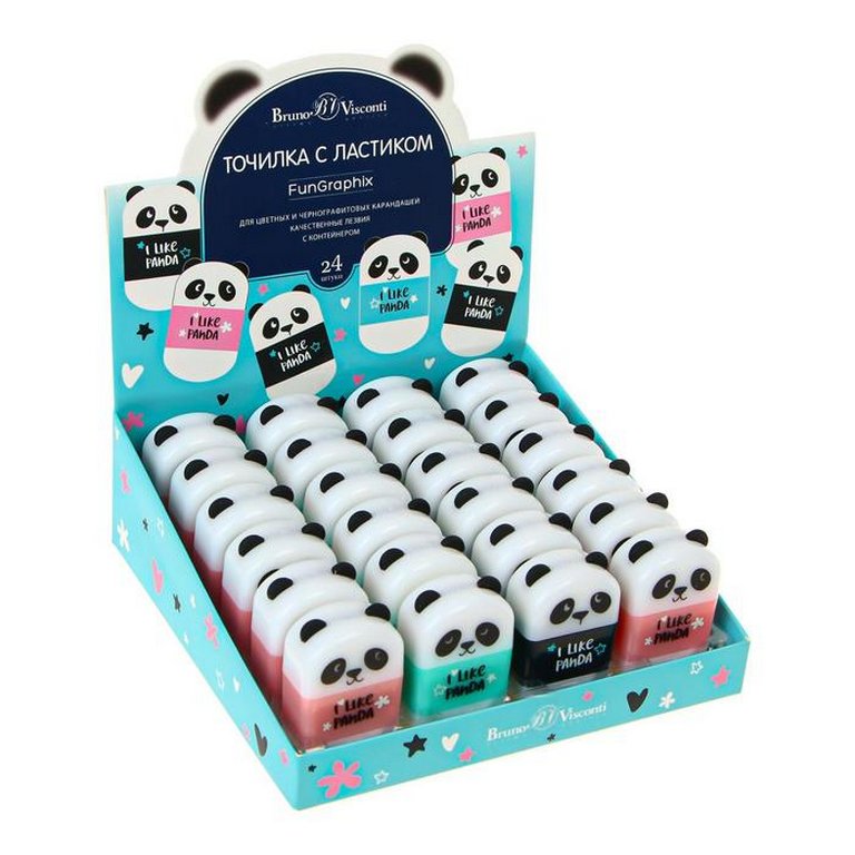 Точилка с контейнером и ластиком Bruno Visconti "Панда"