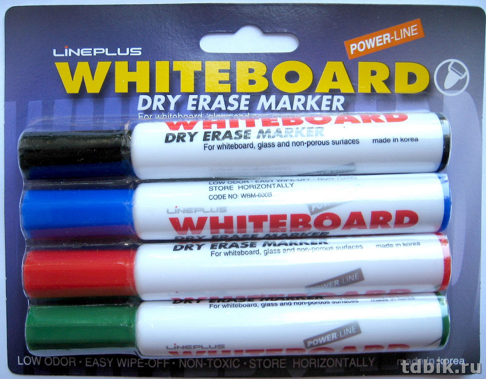 Набор маркеров для доски  4шт Line Plus 2мм круглые (спиртовые)