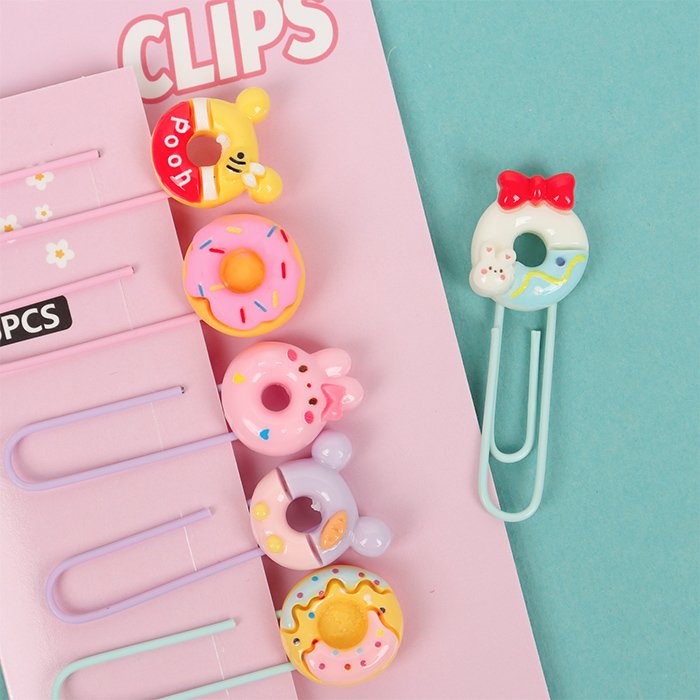 Скрепки декоративные "Пончики" 6 шт/уп ассорти