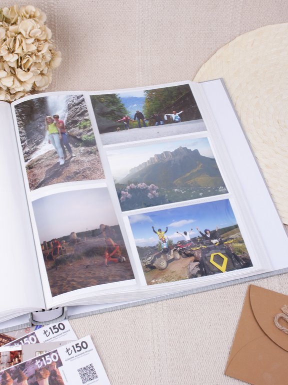 Фотоальбом 500 фото 10*15см "Классика" твердая обложка, серебряная рябь