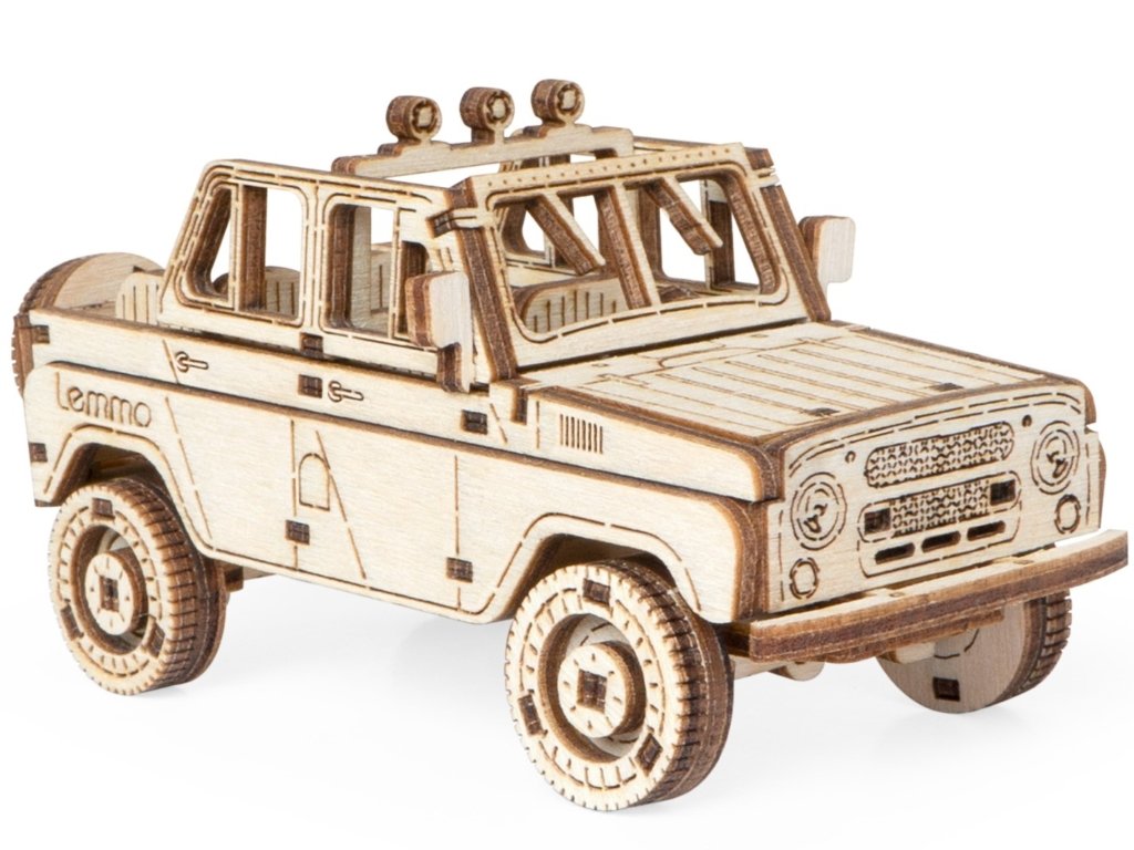 Сборная модель из дерева   70 дет. "Внедорожник Алькор-М" 110*50*55мм