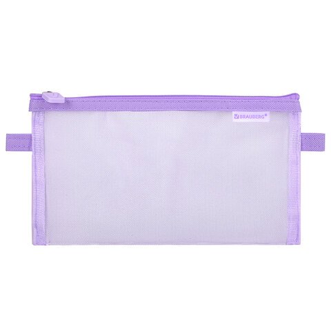 Пенал  для девочки 22*10 см сетка, BRAUBERG фиолетовый