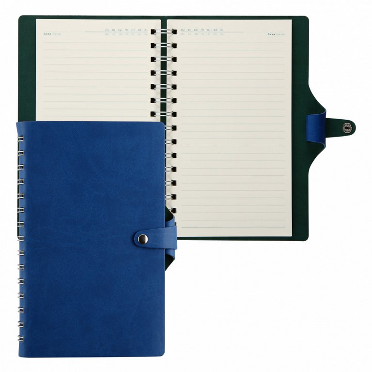 Ежедневник без дат 148*210 мм Hatber "Vivella bicolour" 128л.,ляссе, тон.блок, клапан, синий/зеленый