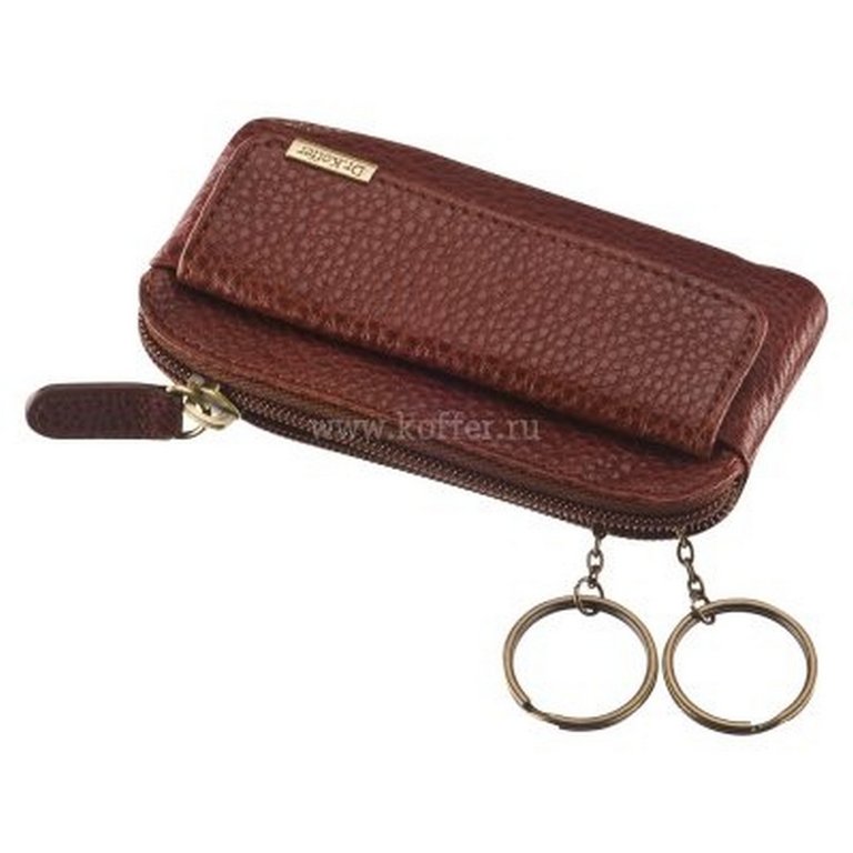 Футляр для ключей Dr.Koffer 7,5*12см, на молнии, коньяк