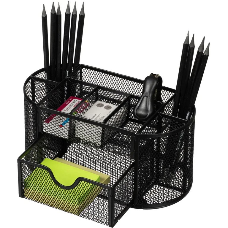 Подставка наст д/канц. принадлеж. металл,  Комус 9 отд. черная