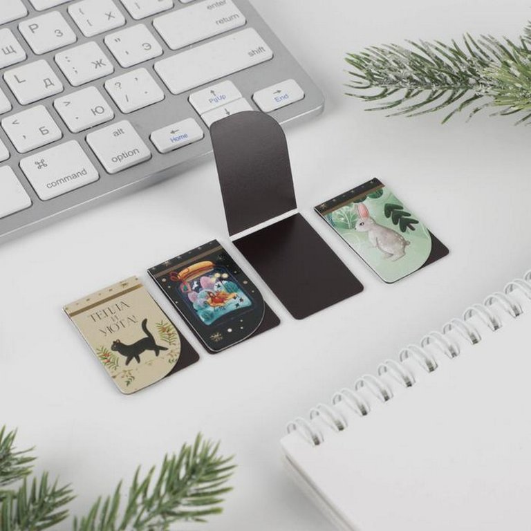 Закладка магнитная мини НГ "С Новым годом" 4 шт/уп