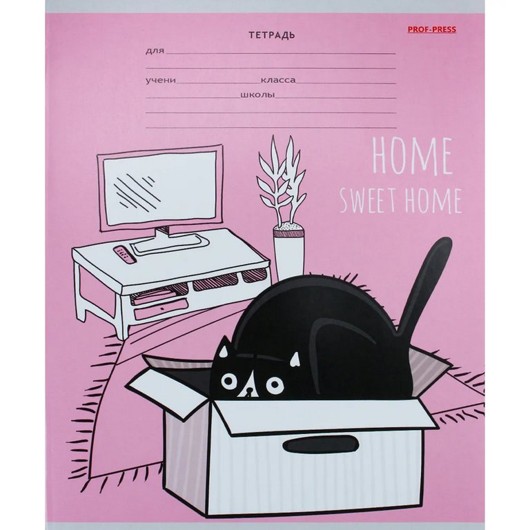 Тетрадь 18 лист лин. А5 Prof-Press "КОТЫ НА РОЗОВОМ" 5 видов, мелов. обл.