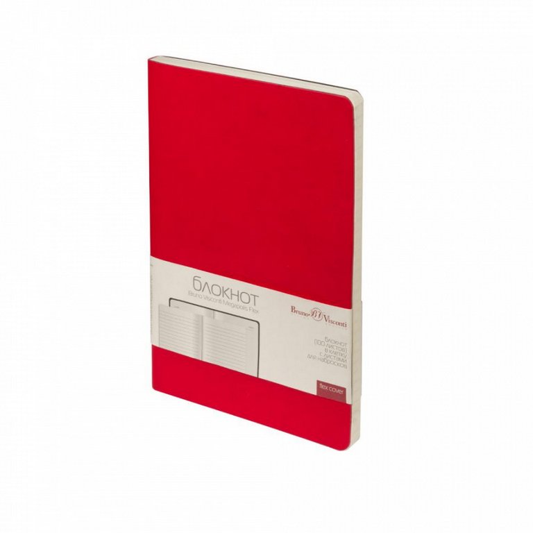 Блокнот А5 100л., 148*210 мм, обложка кож. зам. "Megapolis Flex" красный