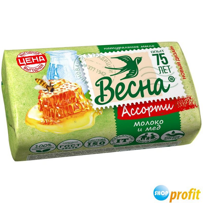 Мыло туалетное Весна "Молоко и мед" 90 г.