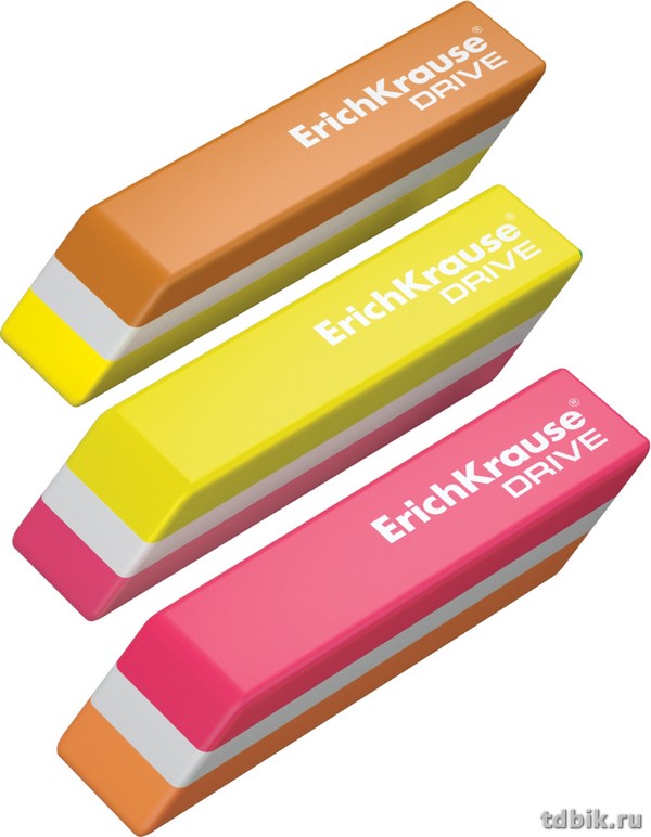 Ластик Erich Krause "DRIVE" 57*15*13 мм, цв. ассорти