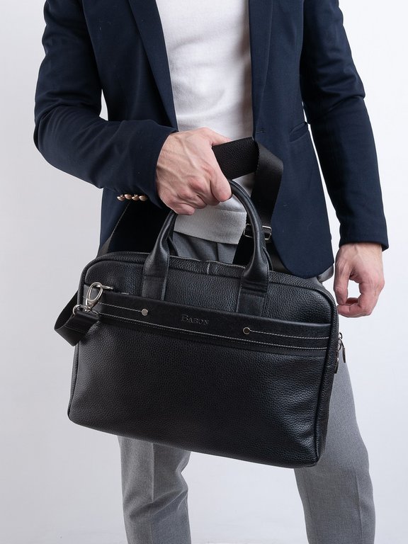 Сумка мужская Baron 39*27*6см натур. кожа, черная