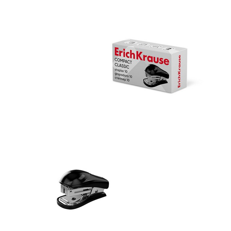 Степлер № 10 мини до 15л Erich Krause Compact Classic с антистеплером (глубина 25мм) черный