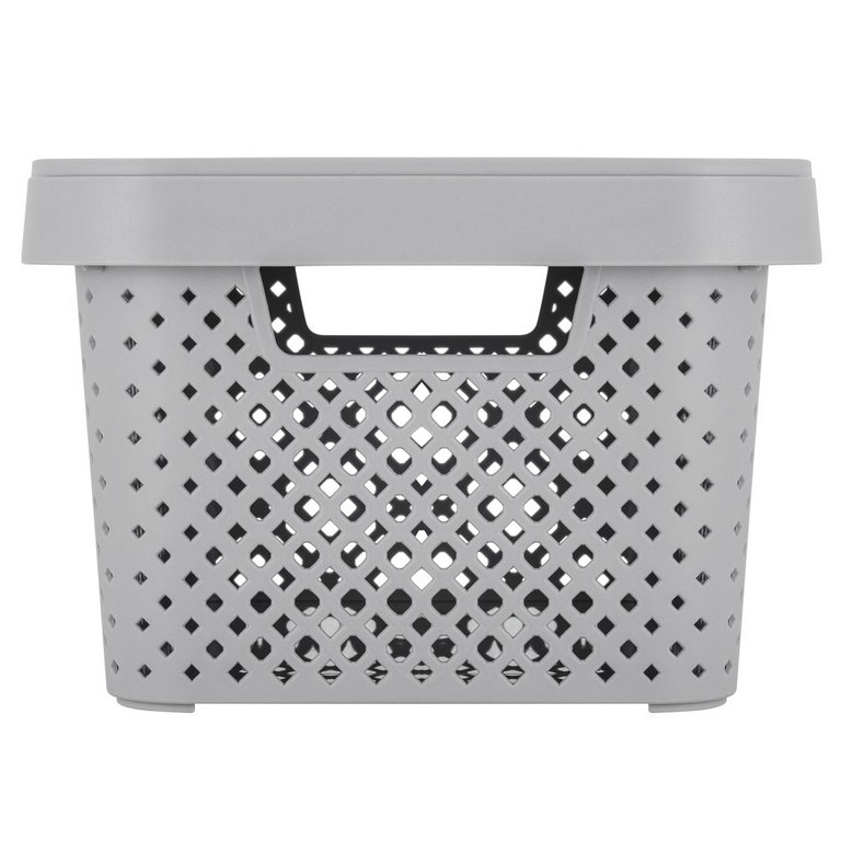 Корзина для хранения пластик. 5л. с крышкой 26*19*14 см цв. серый шторм