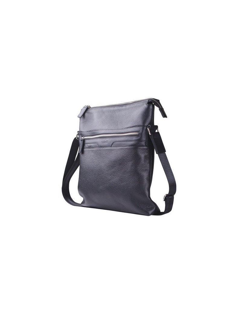 Сумка мужская D.Morelli большая, нат. кожа, на плечевом ремне, фл.черная