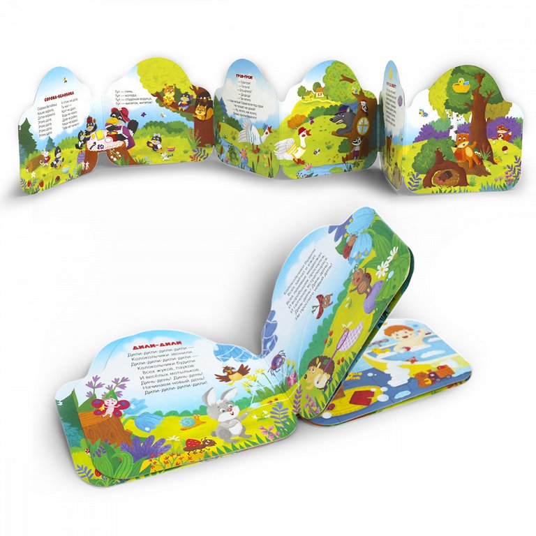 Книга картонная Гармошка Однажды в сказке "Сорока-белобока" 10 стр. Malamalama
