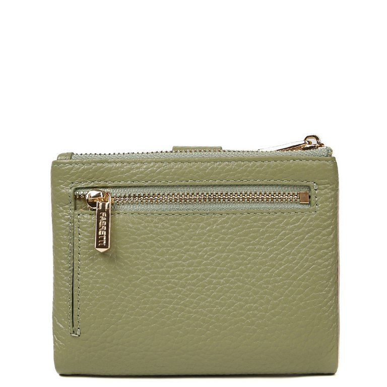 Портмоне FABRETTI женское, нат. кожа, 12*9,5*2 см, зеленый/мятный