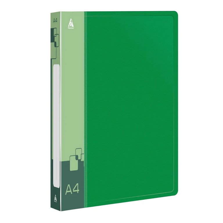 Папка на 4-х кольцах А4 27 мм карман внутри и на торце,  пластик 0,7 мм, ассорти Бюрократ