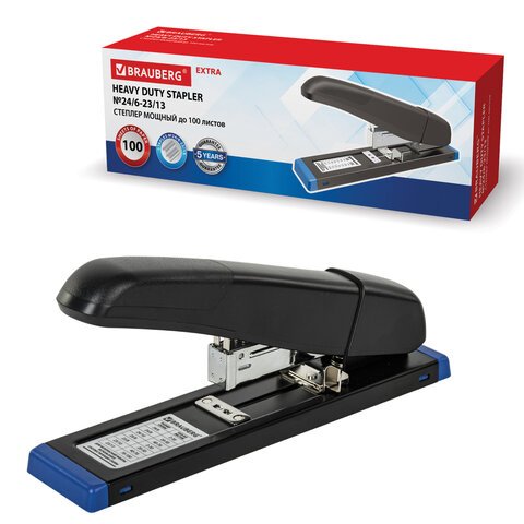 Степлер мощный 23/6 - 23/13 до 100л BRAUBERG "Heavy Duty Extra" черный