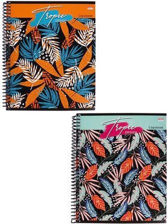 Тетрадь 80 лист кл. А5 на спирали "ТРОПИЧЕСКИЙ СТИЛЬ" цветная спираль, мелов. обложка
