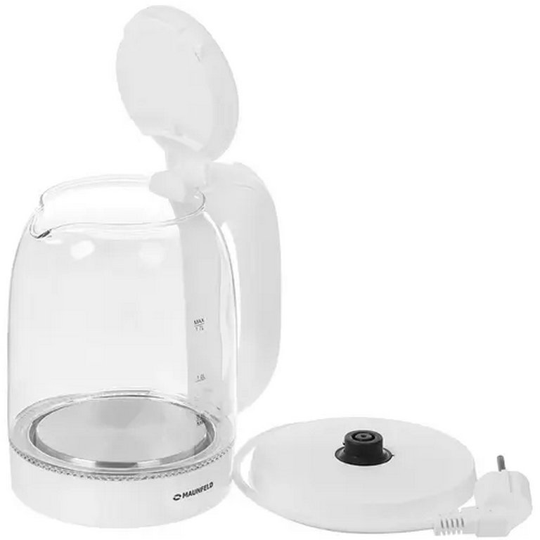 Чайник MAUNFELD MGK-613WH 1,7л, 2200 Вт, стекло, белый