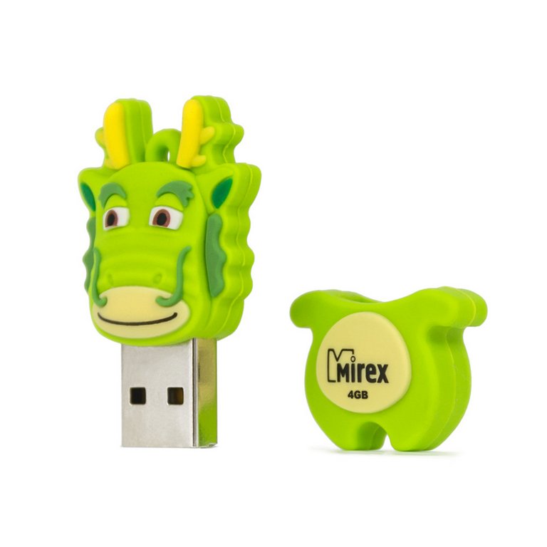Флеш-диск  4Gb  Mirex Dragon Green USB 2.0