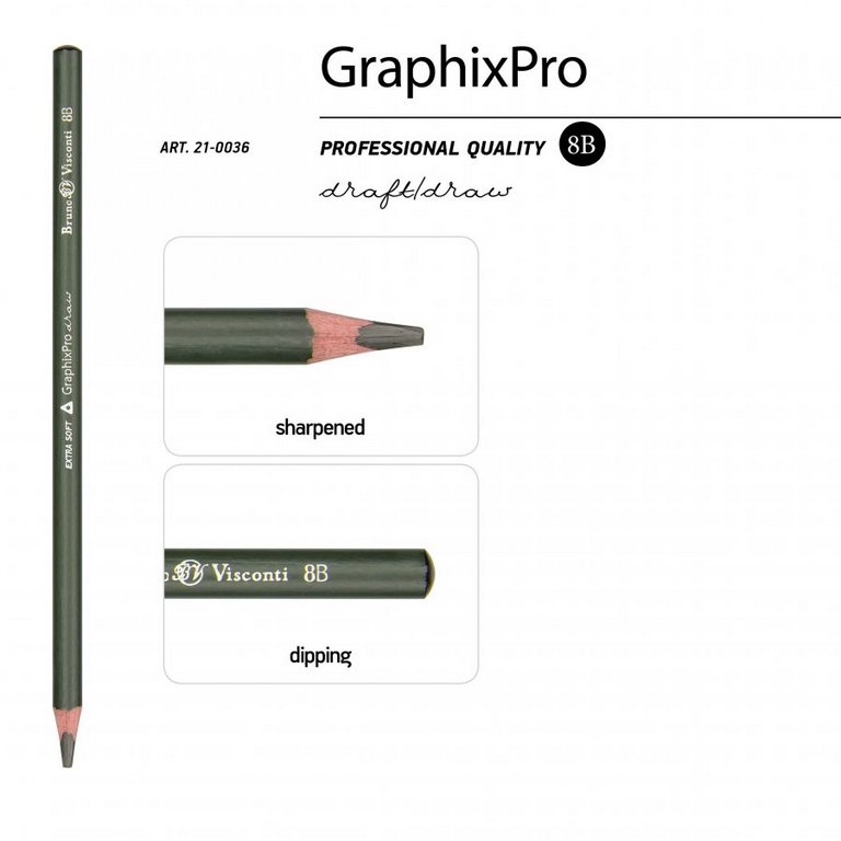 Карандаш ч/г  8В трехгранный Bruno Visconti "GraphixPro"
