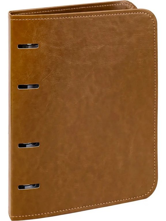 Тетрадь 120 лист кл. А5+ на кольцах "BROWN" тв. обл. кожзам Проф-Пресс