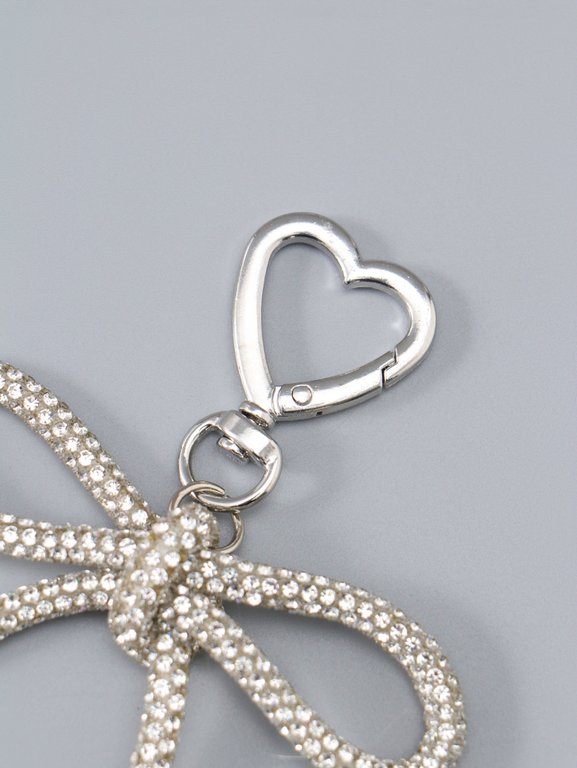 Брелок "Бант со стразами" под серебро, 11*7,5*1,5 см