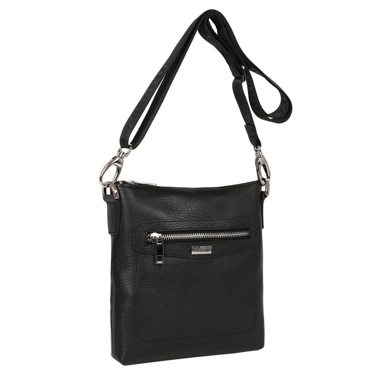 Сумка мужская FABRETTI 19*21*3,5, нат. кожа, черный