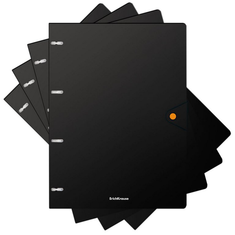 Тетрадь А4 80 лист кл. на кольцах, пластиковая обложка на кнопке "Accent" черный