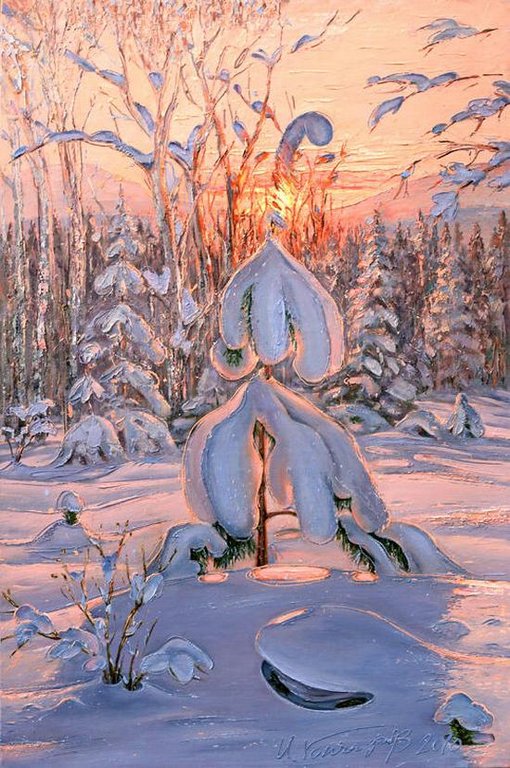 Постер на холсте 42*63см, Игорь Гончаров "Рождественское утро"