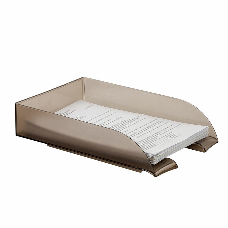 Лоток горизонтальный BRAUBERG "Office style" серый тонированный