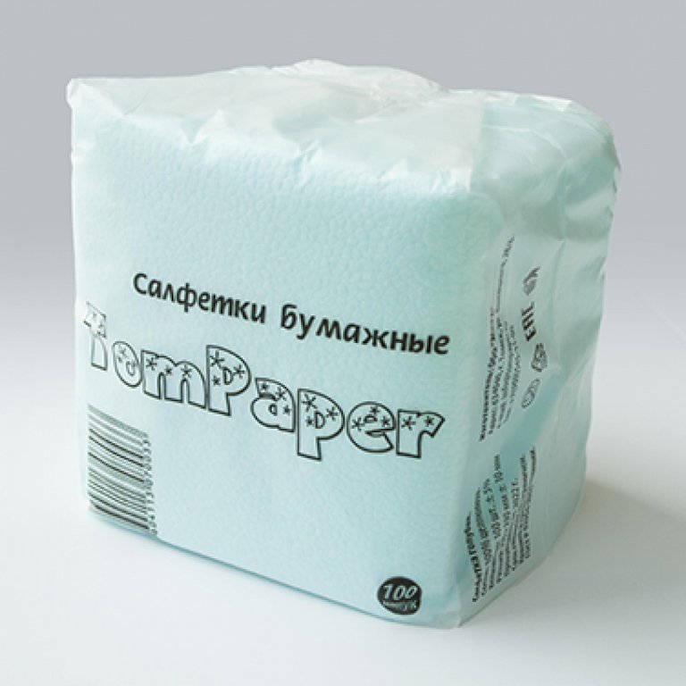 Салфетки цветные голубые 23х23 TomPaper, 100 шт/уп