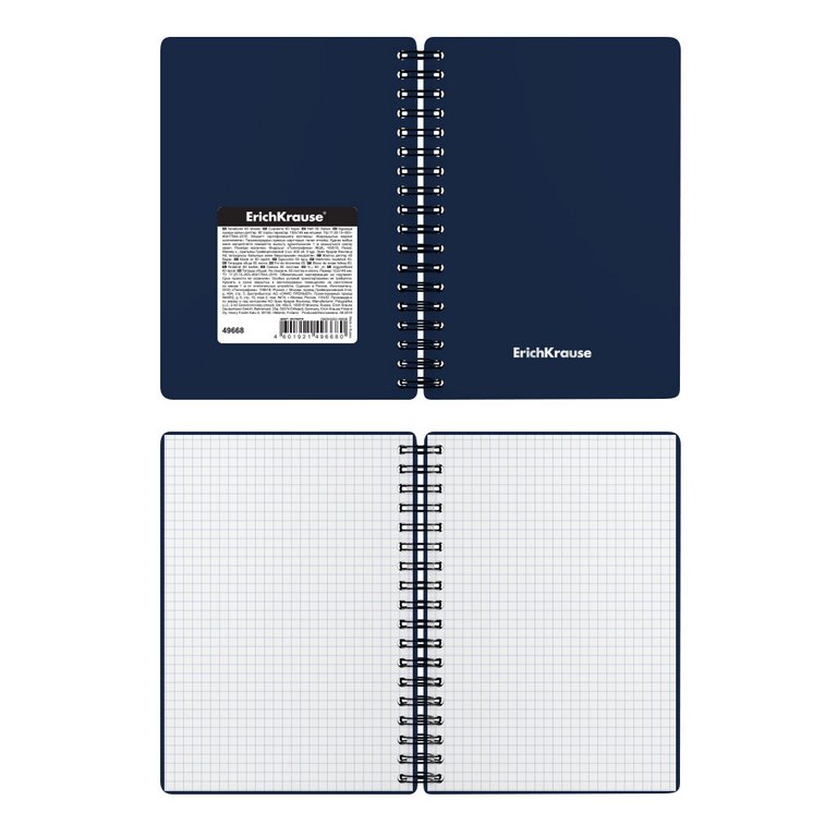 Тетрадь 60 лист кл. А6 на спирали, пластиковая обложка "Classic" черный