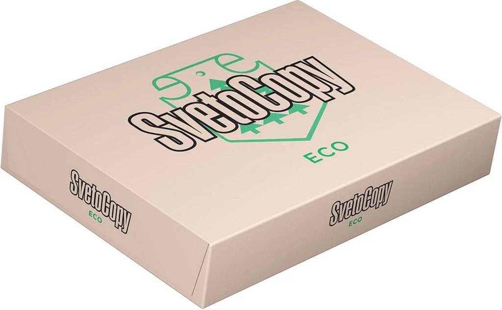 Бумага офисная SvetoСopy А4, ECO, 80 г/м2, 60% ISO, толщ.104 мкм, непрозр.93%, 500 л/пач.