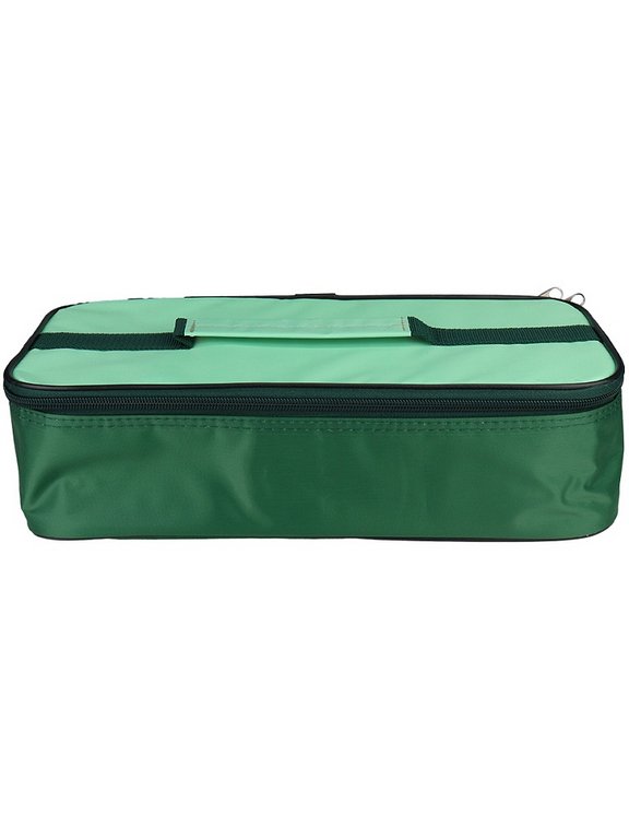 Ланч-бокс 1250 мл (с приборами, три отделения, отдел. для соуса) в термосумке, зеленый "Пастель"