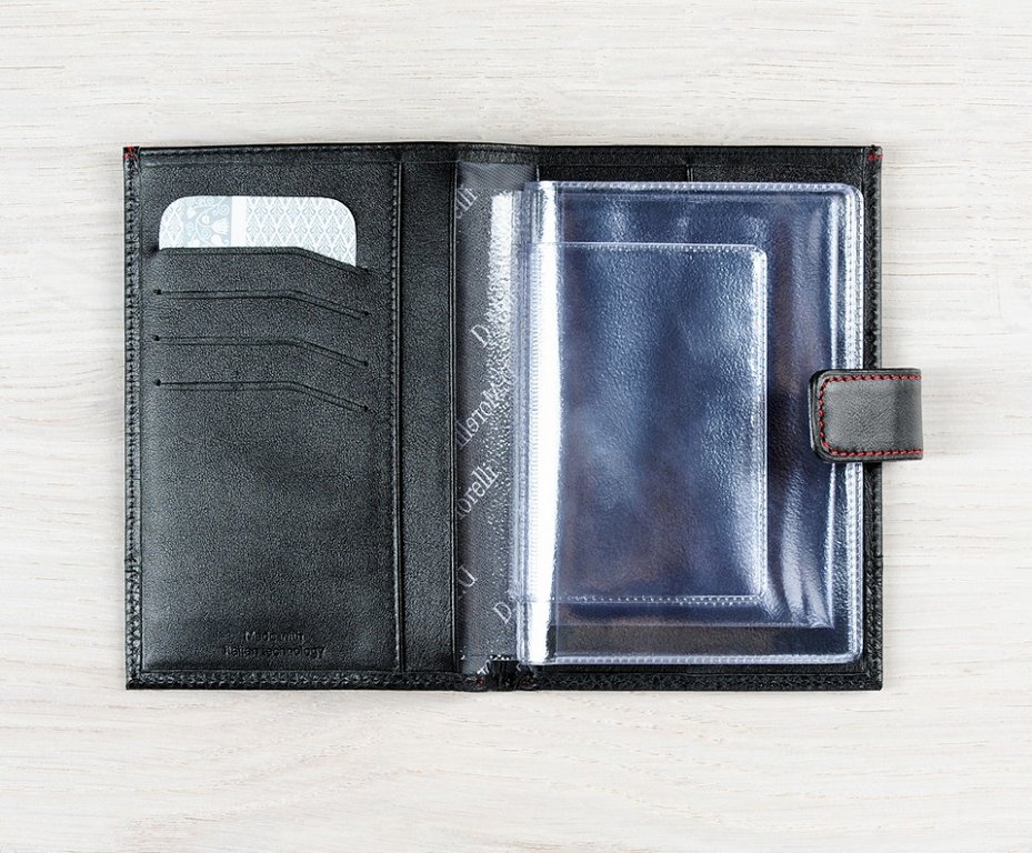 Бумажник водителя D.Morelli "Амадей" с отделением для купюр,  нат. кожа, черный