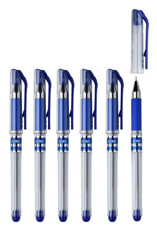 Ручка шариковая масляная Linc Maxwell резин.упор 0,7мм синяя (стерж.127мм) игольч.