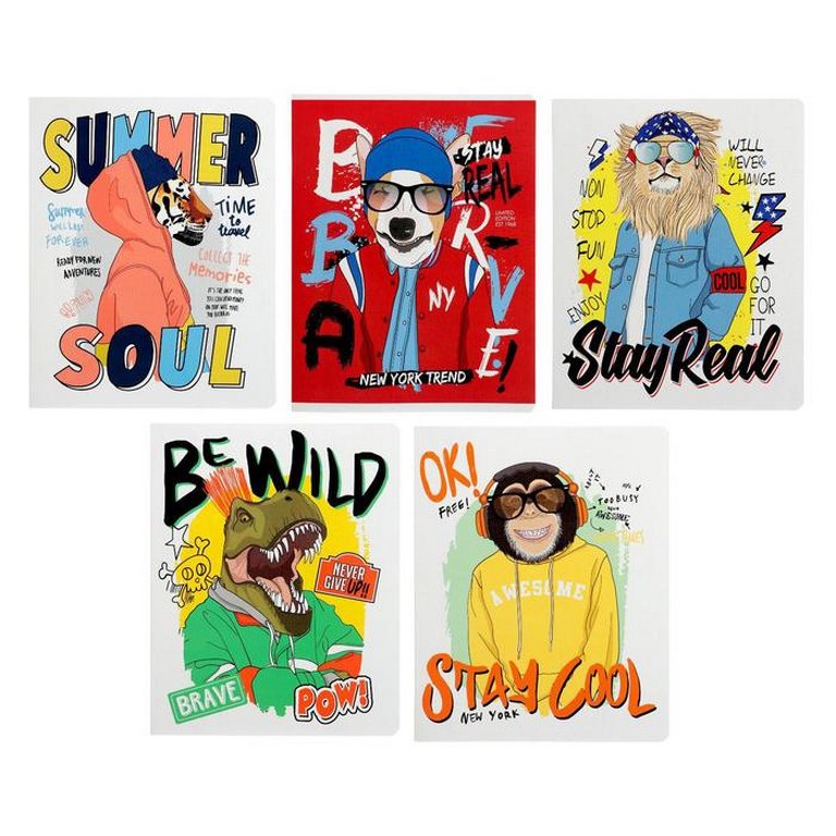 Тетрадь 48 лист кл. А5 на скрепке "Хипстеры"