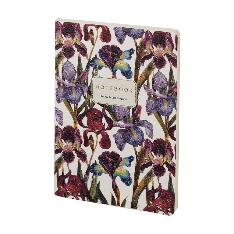 Тетрадь 60 лист лин. А5 на сшивке, экокожа "FLORA ирисы"