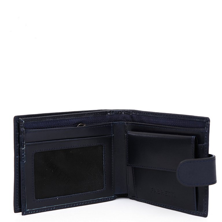 Портмоне FABRETTI мужское, нат.кожа, 12*9,5*3см, синий