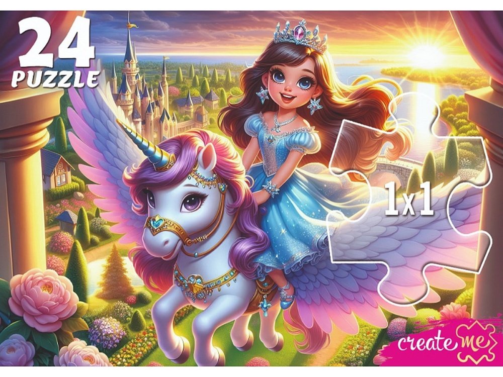 Пазлы   24 дет. "Полет принцессы на единороге" Рыжий кот