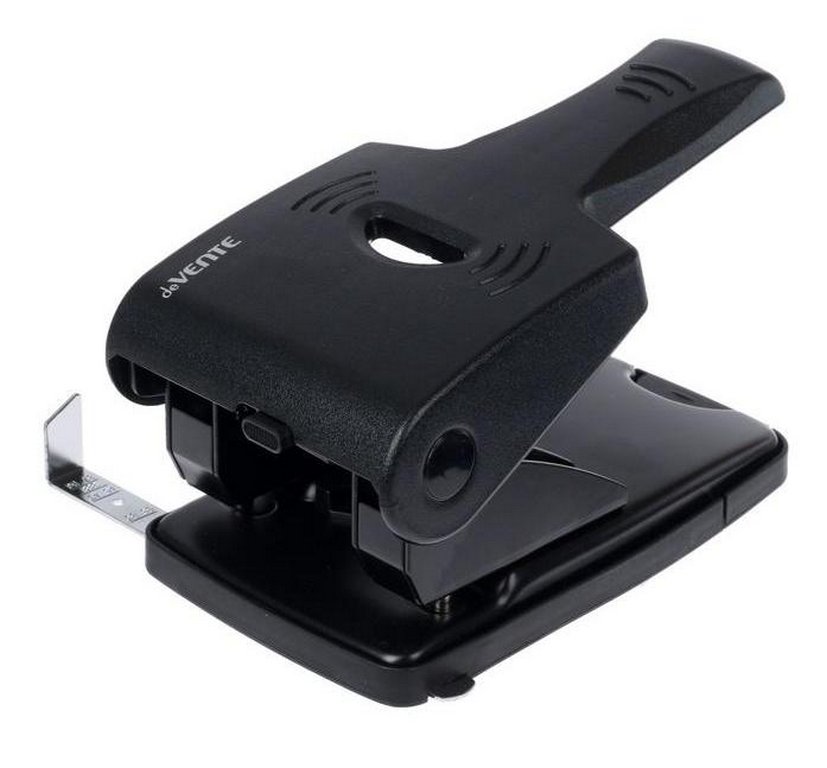 Дырокол до 65л пластик, deVENTE, с линейкой цв.черный