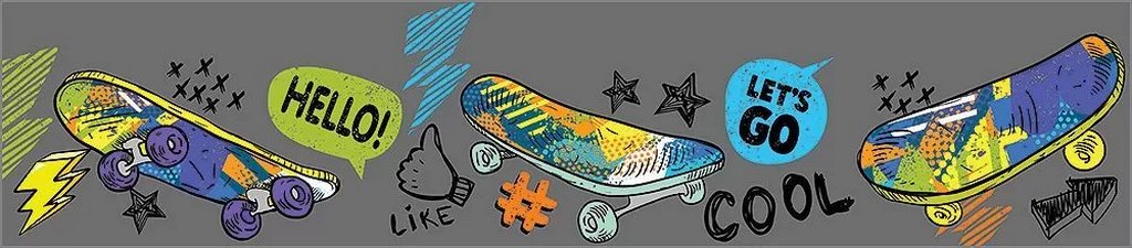 Закладка-линейка  "Скейтборды"
