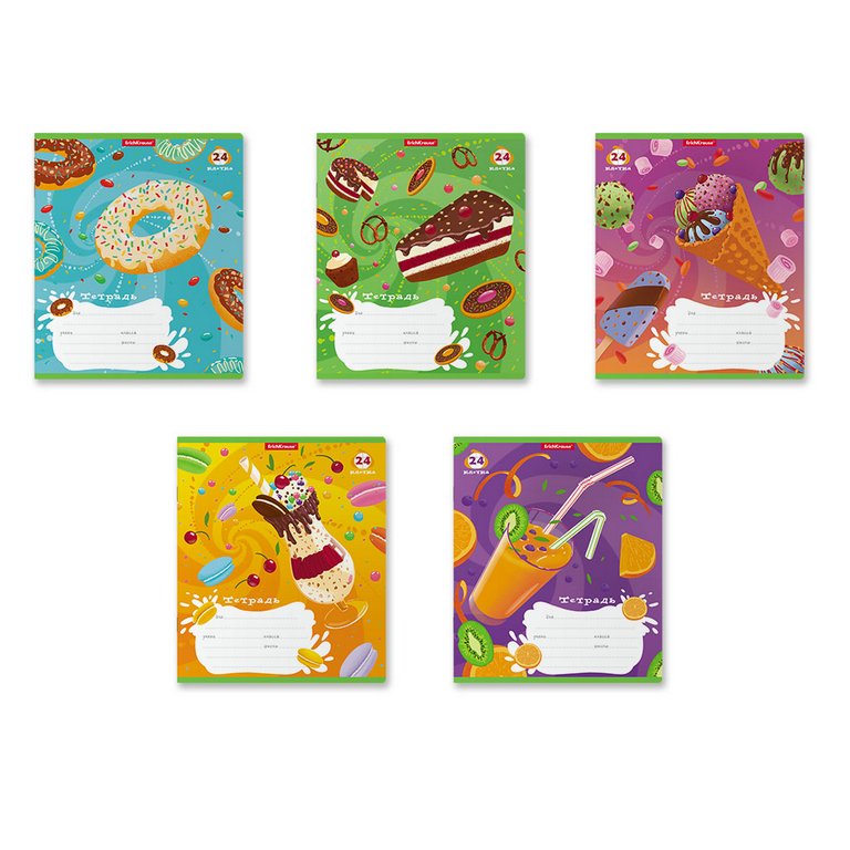 Тетрадь 24 лист кл. А5 "Сладости" ассорти