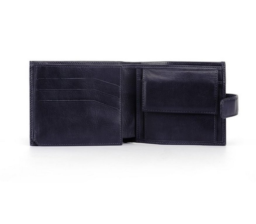 Портмоне D.Morelli мужское "БОНД" с хлястиком, нат.кожа, синий