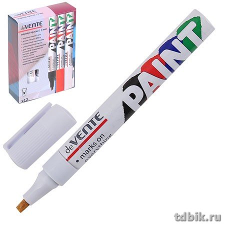 Маркер-краска лаковый  4мм deVENTE белый (нитро-основа, мет.корпус)