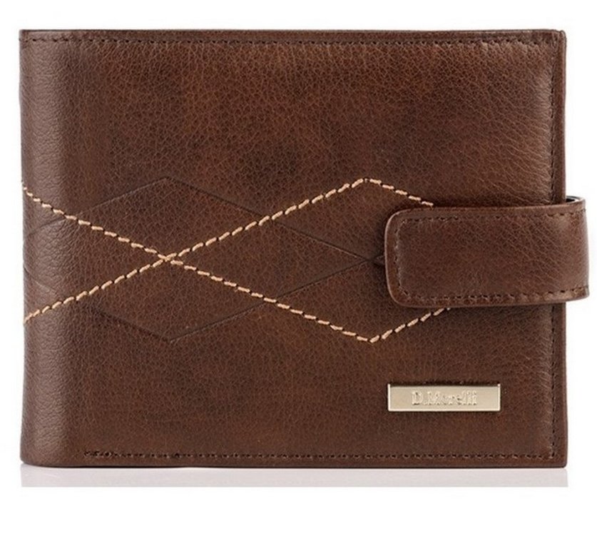 Портмоне D.Morelli мужское "БОНД" с хлястиком, нат.кожа, коричневый