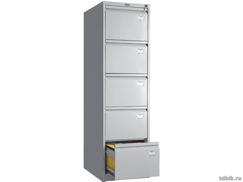 Шкаф картотечный метал. 5 ящиков для папок Foolscap и А4 (1634*467*630мм) замок